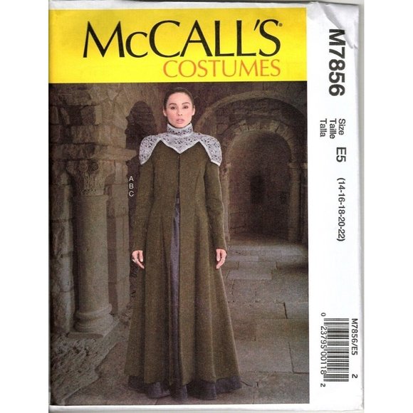 McCalls M7856 Misses Costume 14 to 22 Medieval Jacket, Skirt Sewing Pattern - Picture 1 of 2